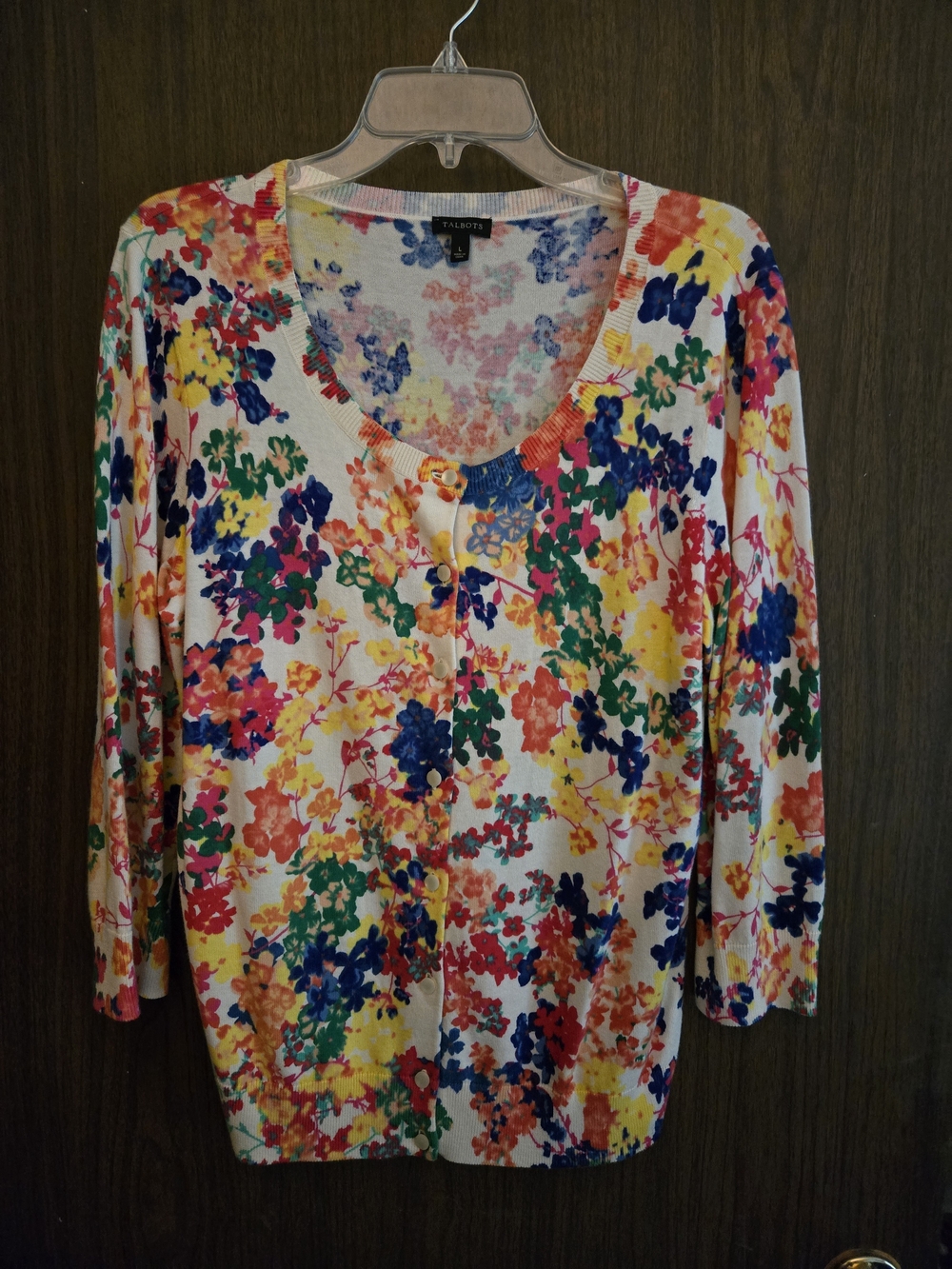 Talbots Multi-Color Floral Button-Front Sweater